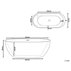 Avis Beliani Baignoire îlot noire 150 x 80 cm NEVIS