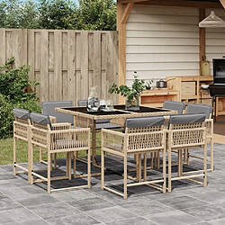 vidaXL Ensemble à manger de jardin et coussins 9 pcs mélange beige