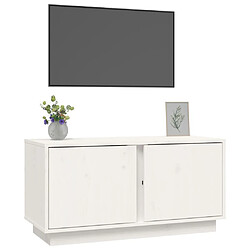 Acheter Maison Chic Meuble TV scandinave - Banc TV pour salon Blanc 80x35x40,5 cm Bois de pin massif -MN84586