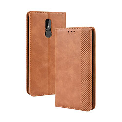 Wewoo Housse Coque Étui en cuir à boucle magnétique avec texture rétro pour Crazy Horse et rabat horizontal Nokia 3.2avec support et logements cartes et cadre photo Marron