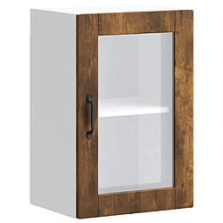 vidaXL Armoire murale de cuisine avec porte en verre Porto chêne fumé