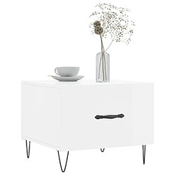 Avis Maison Chic Table basse,Table Console Table d'appoint, Table pour salon blanc brillant 50x50x40 cm bois d'ingénierie -MN89378