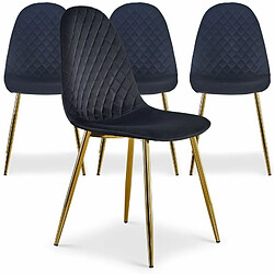 Paris Prix Lot de 4 Chaises en Velours Waynor 87cm Noir