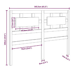 vidaXL Tête de lit Gris 165,5x4x100 cm Bois massif de pin pas cher