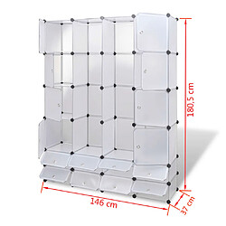 vidaXL Cabinet modulable avec 18 compartiments blanc 37x146x180,5 cm pas cher