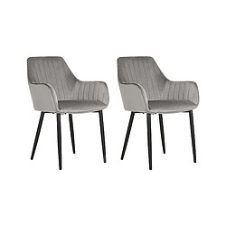 Beliani Chaise de salle à manger WELLSTON Set de 2 Velours Gris foncé