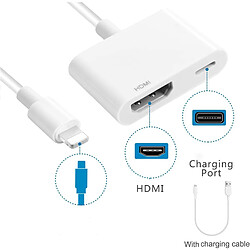 Tech Discount TD® Adaptateur Lightning vers AV numérique - Convertisseur audio-vidéo - accessoire multimédia- connectique lightning HDMI-VGA