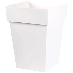 EDA Plastiques EDA Pot de fleur mi-haut carré Toscane - 39 x 39 x H 53 cm - 51 L - Blanc