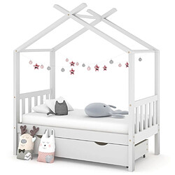 Maison Chic Lit d'Enfant Chambre - Cadre de lit pour enfant avec tiroir blanc pin massif 70x140 cm -MN64729