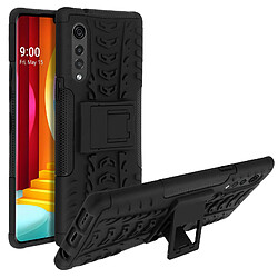 Avizar Coque LG Velvet Protection Bi-matière avec Béquille Support noir