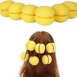 Acheter pack de 6pcs haute-élastique éponge cheveux bigoudi rouleaux de rouleau cheveux curling bun jaune