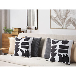 Beliani Lot de 2 coussins LIRIOPE 45 x 45 cm Géométrique Noir blanc