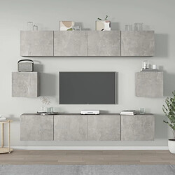 Maison Chic Ensemble de meubles TV 6 pcs | Banc TV Moderne pour salon | Meuble de Rangement - Gris béton Bois d'ingénierie -MN39034