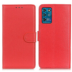 Etui en PU texture litchi avec support, rouge pour votre ZTE Blade V30 Vita