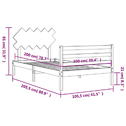 vidaXL Cadre de lit sans matelas 100x200 cm bois massif pas cher