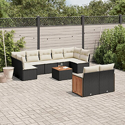 Maison Chic Salon de jardin 10 pcs avec coussins | Ensemble de Table et chaises | Mobilier d'Extérieur noir résine tressée -GKD33739