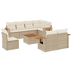 vidaXL Salon de jardin avec coussins 9 pcs beige résine tressée