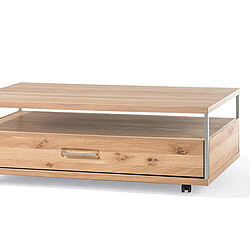 Avis Pegane Table basse avec rangements en chêne massif balnchi - L.115 x H.39 x P.70 cm