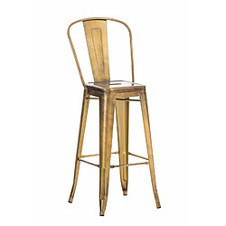 Decoshop26 Tabouret de bar x1 avec repose-pied et dossier design industriel en métal couleur doré empilable 10_0004527