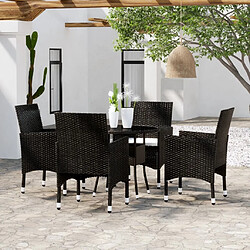 Maison Chic Salon de jardin de salle à manger 5 pcs,Table et Chaises d'extérieur,Mobilier de jardin Résine tressée Noir -MN84918