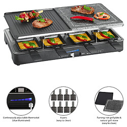 Avis Gril à raclette Pierre naturelle Plaque réversible, 8 personnes, 1400 W, Noir, 1400, Noir, Clatronic, RG 3518