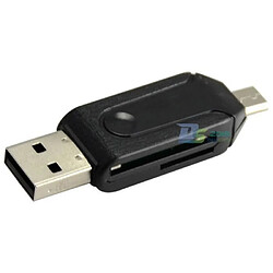 Noir 2 En1 Micro Usb Otg Hub Adaptateur Lecteur De Carte Mémoire Sd Micro Sd Carte De Données Adaptateur