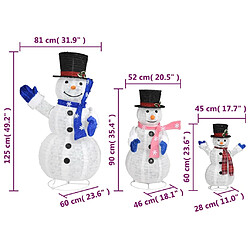 vidaXL Décoration de Noël Figurines de famille Bonhomme de neige à LED pas cher