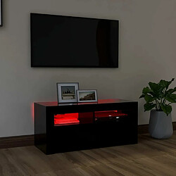 Maison Chic Meubles TV avec lumières LED - Banc TV pour salon noir 90x35x40 cm -MN64014 pas cher