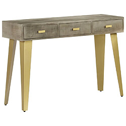 Maison Chic Table console | Meuble d'entrée | Table d'appoint Bois de manguier Gris avec laiton 110x35x76 cm -GKD69239