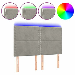 Maison Chic Tête de lit moderne à LED lumineuse pour chambre - Décoration de lit Gris clair 144x5x118/128 cm Velours -MN74418