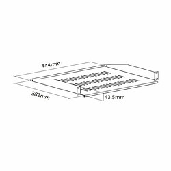 Kimex Etagère fixe pour rack sol et rack mural 19'', Profondeur 380mm, Hauteur 1U