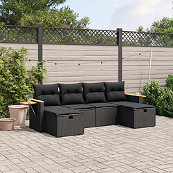 Maison Chic Ensemble Tables et chaises d'extérieur 6pcs avec coussins,Salon de jardin noir résine tressée -GKD757535