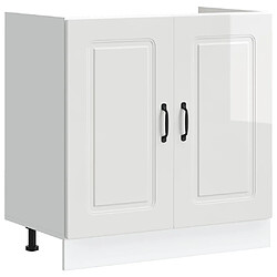 vidaXL Meuble bas pour évier Kalmar blanc brillant 80x46x81,5 cm