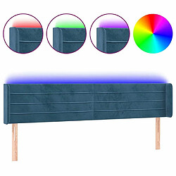 Maison Chic Tête de lit scandinave à LED,meuble de chambre Bleu foncé 163x16x78/88 cm Velours -MN43242