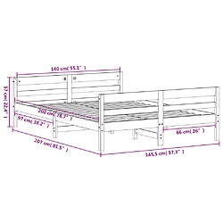 Vidaxl Cadre de lit avec tête de lit blanc 140x200 cm bois pin massif pas cher