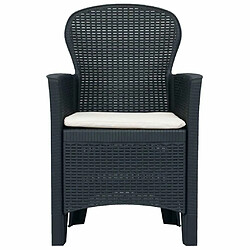 Acheter Maison Chic Lot de 2 Chaises de jardin,Fauteuil d'extérieur avec coussin Anthracite Plastique -MN58419