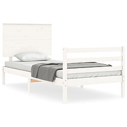 Maison Chic Cadre/structure de lit avec tête de lit pour adulte - Lit Moderne Chambre blanc simple bois massif -MN52854