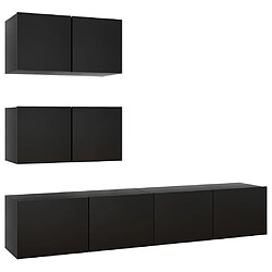 Maison Chic Ensemble de meubles TV 4 pcs | Banc TV Moderne pour salon | Meuble de Rangement - Noir Aggloméré -MN74745