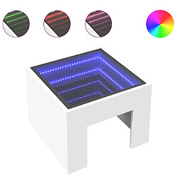 vidaXL Table de chevet avec LED infini blanc 40x40x30 cm