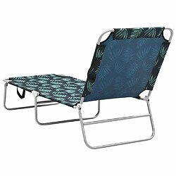 Acheter Maison Chic Chaise longue pliable de jardin | Bain de soleil Relax | Transat acier et tissu motif de feuilles -GKD71540