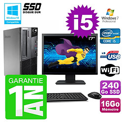 PC Lenovo M91p SFF Intel I5-2400 16Go Disque 240Go SSD Graveur Wifi W7 Ecran 17" - Occasion