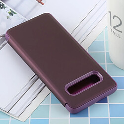 Wewoo étuis en cuir Coque Housse à rabat horizontal avec miroir de galvanoplastie pour Galaxy S10, support (Pourpre)