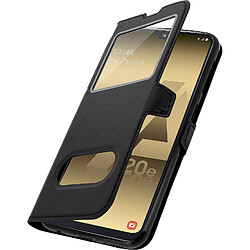 Avizar Housse Samsung Galaxy A20e Protection Double Fenêtre Fonction Stand Noir