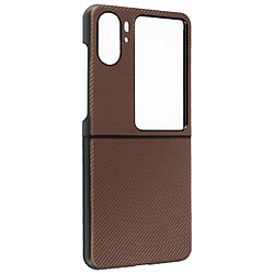 Avizar Coque pour Oppo Find N2 Flip Style carbone Conception 2 parties Marron