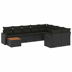 Maison Chic Salon de jardin 10 pcs avec coussins, Ensemble Tables et chaises d'extérieur noir résine tressée -GKD162802