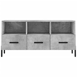 Maison Chic Meuble TV scandinave - Banc TV pour salon gris béton 102x36x50 cm bois d'ingénierie -MN16432 pas cher