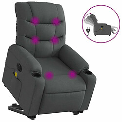 Maison Chic Fauteuil Relax pour salon, Fauteuil inclinable de massage électrique Gris foncé Tissu -GKD10321