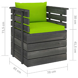 vidaXL Fauteuil de jardin avec coussins Bois de pin pas cher