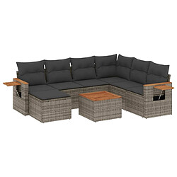 Maison Chic Salon de jardin 8 pcs avec coussins | Ensemble de Table et chaises | Mobilier d'Extérieur gris résine tressée -GKD69349