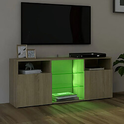 Avis vidaXL Meuble TV avec lumières LED chêne sonoma 120x30x50 cm